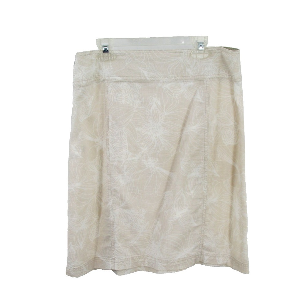 Royal Robbins Midi Skirt Womens 4 Ivory Floral Tropical Side Zip A-Line Casual